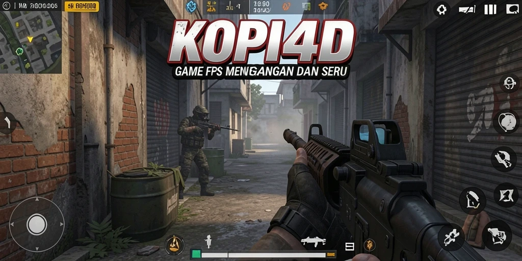 Screenshot KOPI4D menampilkan aksi menembak yang mendebarkan dalam game FPS.