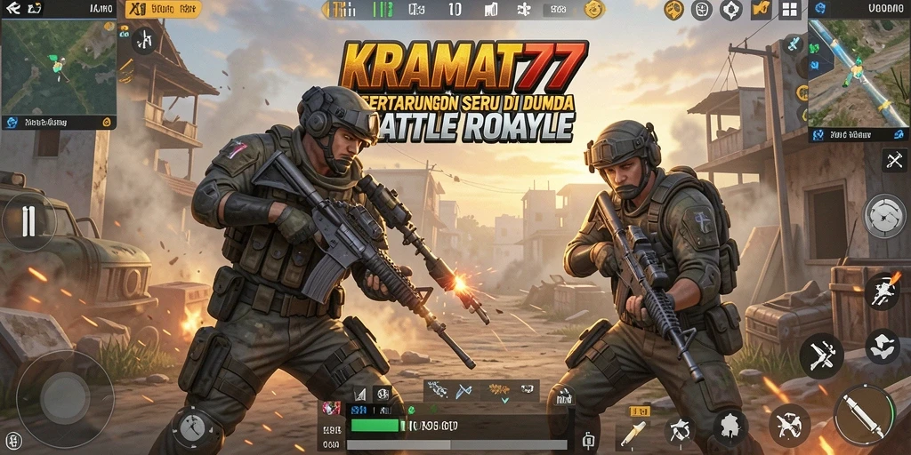 Screenshot gameplay KRAMAT77: seru dan penuh aksi Battle Royale.